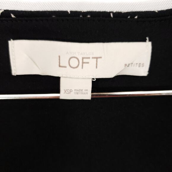 Ann Taylor LOFT Sheath Dress Womens Extra Small Petite Black White Geometric Top - Picture 6 of 7